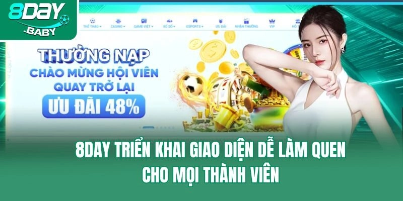 8day triển khai giao diện dễ làm quen cho mọi thành viên
